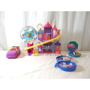 Polly Pocket Playset, Freezin' Fun Narwhal + Rainbow Funland Theme Park + Pamper